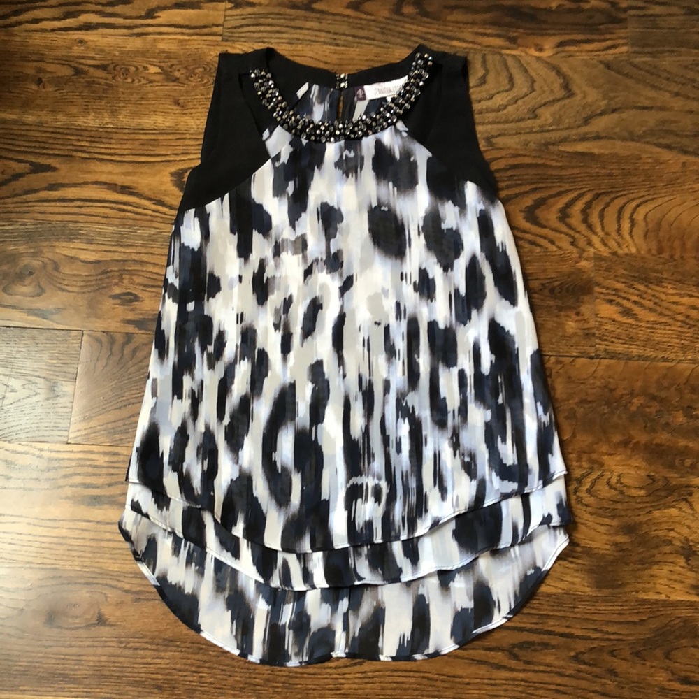 Jennifer Lopez Sleeveless Top with Cutouts and Beaded Neckline. Size XS